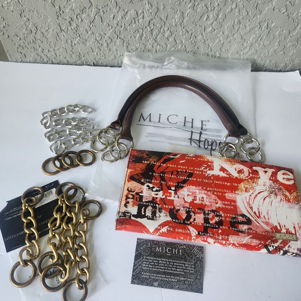 Miche Hope Shell for Petite Bag with Interchangeable Antique Brass Silver Chains